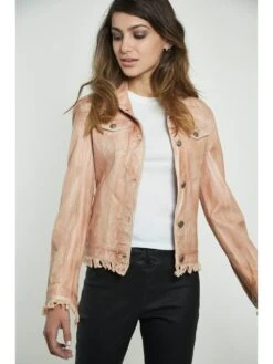 JKT NYC Alexa Patina Leather Jacket AU LAIT