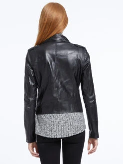 Jakett Washable Leather Moto Jacket -Apparel Sale Shop 583J245BLKPRODUCT 03