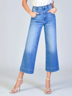 Black Orchid Emma Double Yoke Wide Leg Crop BRIGHT BLUE