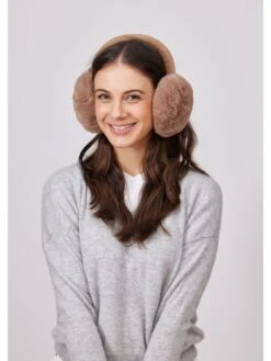 Hat Attack Oversized Faux Fur Earmuf TAUPE