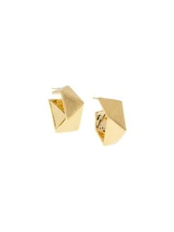 MARLYN SCHIFF WIDE GEOMETRIC POST HOOP EARRINGS