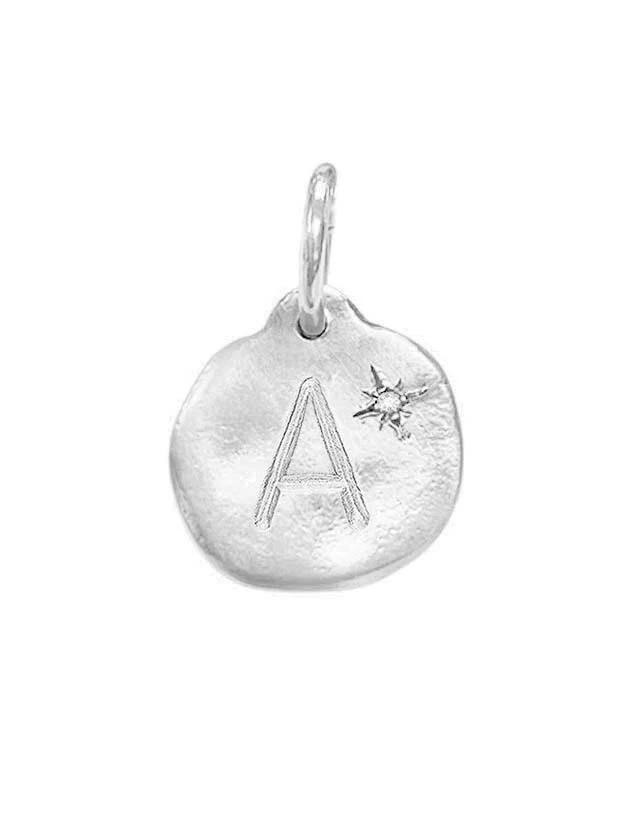 La-Soula Diamond Letter Silver Pendant STERLING SILVER 3 La-Soula Diamond Letter Silver Pendant STERLING SILVER