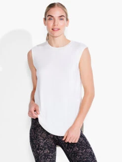 Brushed Flow Scoop Neck Top ALABASTER