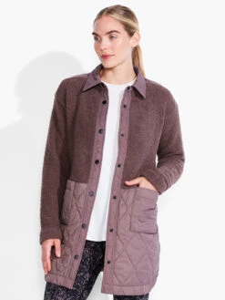 Quilted Mix Media Coat COCOA -Apparel Sale Shop ACTF238175COCPRODUCT 04