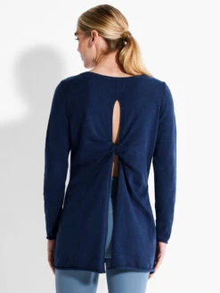 Cool Down Twist Back Sweater INK -Apparel Sale Shop ACTF238176INKPRODUCT 03