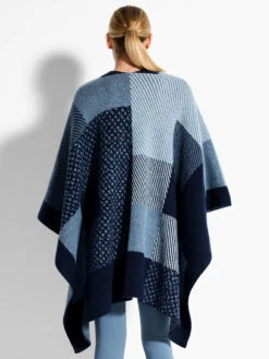 Cozy Reversible Jacquard Poncho AQUA MULTI -Apparel Sale Shop ACTF238177AQLPRODUCT 03