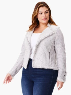 Fringe Mix Knit Jacket SUGAR COOKIE