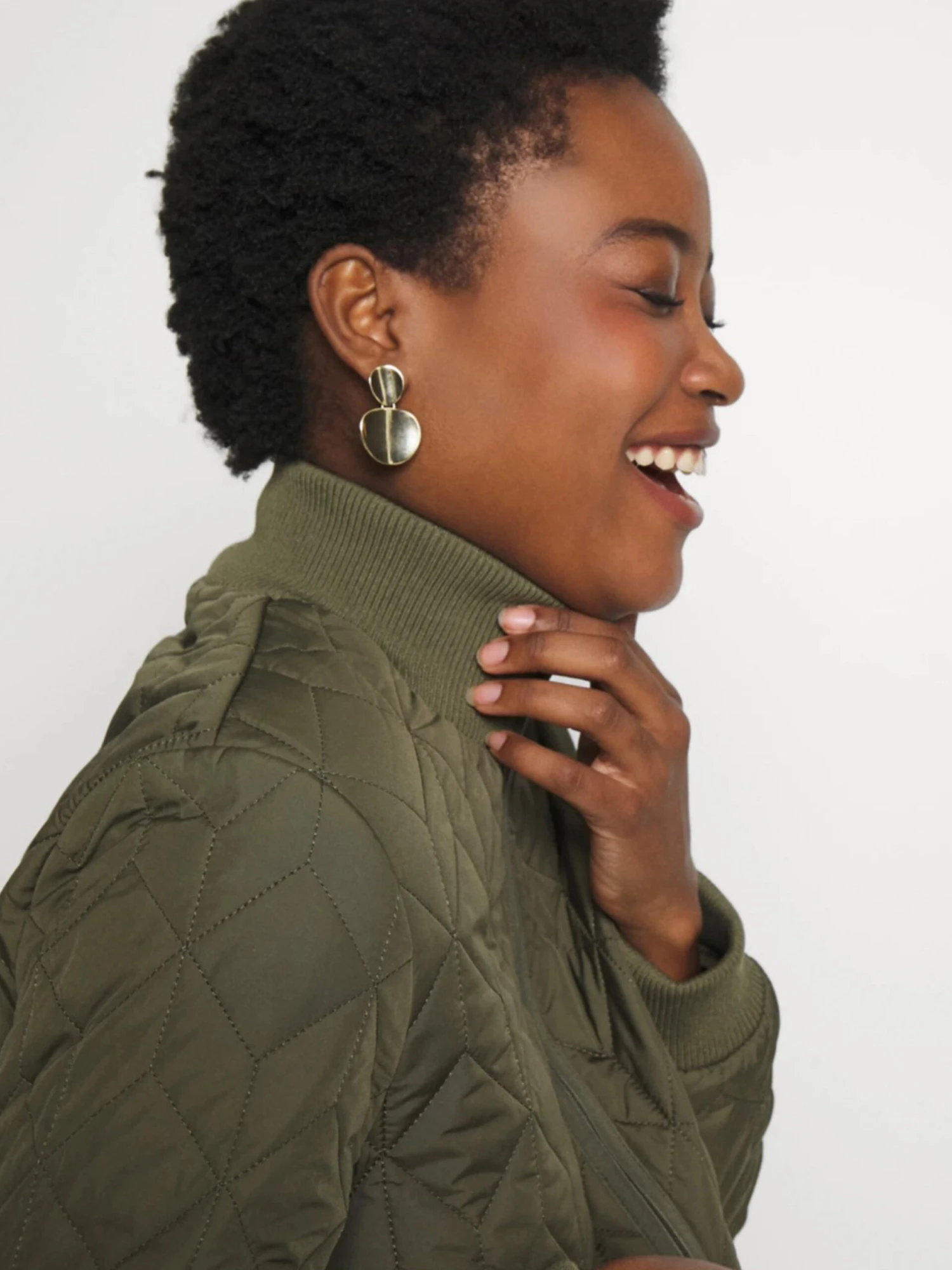 Ilse Jacobsen - Quilted Coat With Rib Trim GREEN 4 Ilse Jacobsen - Quilted Coat With Rib Trim GREEN - Image 2