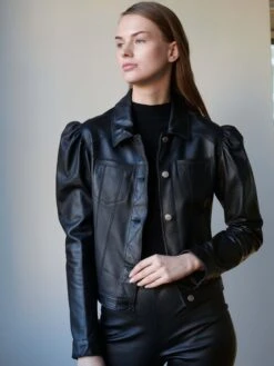 JKT NYC Ariel Burnished Leather -Apparel Sale Shop B578D341C3A4BLKPRODUCT 03