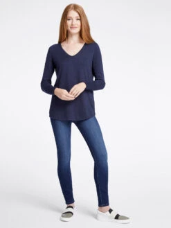 Vital V Neck Sweater DARK INDIGO -Apparel Sale Shop F191189DIDPRODUCT 04