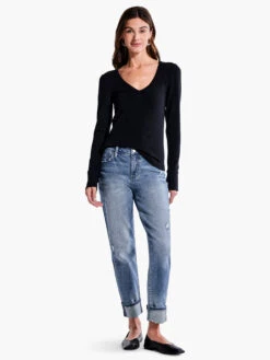 Perfect Rib Knit Cuffed Top -Apparel Sale Shop F231007BLXPRODUCT 04