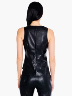 Faux Leather Twist Front Tank BLACK ONYX -Apparel Sale Shop F231043BLXPRODUCT 03