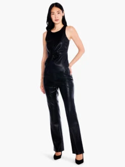 Faux Leather Twist Front Tank BLACK ONYX -Apparel Sale Shop F231043BLXPRODUCT 04
