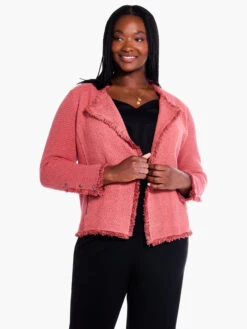 Fringe Mix Knit Jacket SPICE