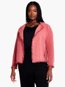 Fringe Mix Knit Jacket SPICE -Apparel Sale Shop F231133WSPIPRODUCT 04