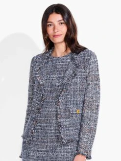 Novelty Fringe Mix Jacket BLUE MULTI