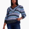 Sapphire Stripes Sweater BLUE MULTI -Apparel Sale Shop F231145WBLTPRODUCT 01