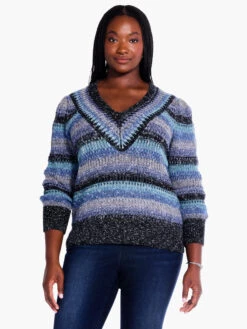 Sapphire Stripes Sweater BLUE MULTI -Apparel Sale Shop F231145WBLTPRODUCT 04