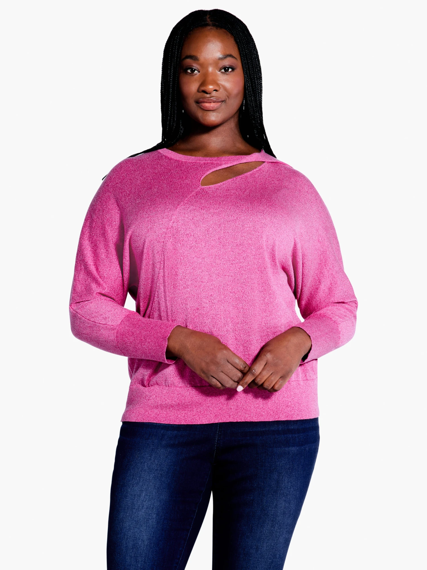 Soft Sleeve Twist Sweater Tee SHOCKING PINK 3 Soft Sleeve Twist Sweater Tee SHOCKING PINK