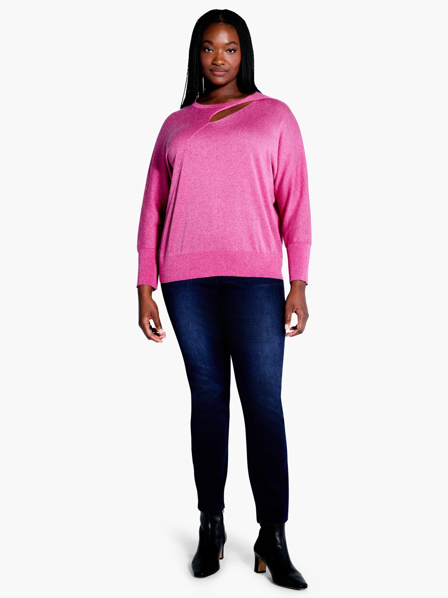 Soft Sleeve Twist Sweater Tee SHOCKING PINK 4 Soft Sleeve Twist Sweater Tee SHOCKING PINK - Image 2