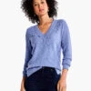 Waffle Stitch V-Neck Sweater IRIS -Apparel Sale Shop F231168IRSPRODUCT 01