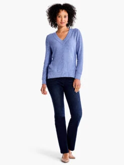 Waffle Stitch V-Neck Sweater IRIS 9 Waffle Stitch V-Neck Sweater IRIS -Apparel Sale Shop F231168IRSPRODUCT 04