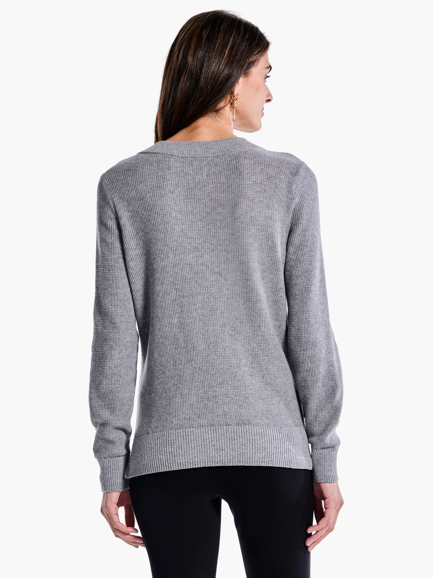 Waffle Stitch V-Neck Sweater MOONWALK 5 Waffle Stitch V-Neck Sweater MOONWALK - Image 3