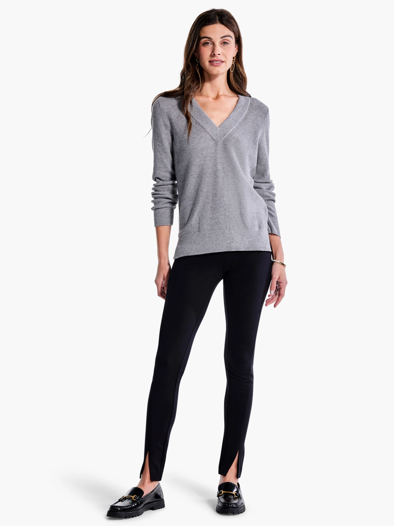 Waffle Stitch V-Neck Sweater MOONWALK 6 Waffle Stitch V-Neck Sweater MOONWALK - Image 4