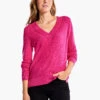 Waffle Stitch V-Neck Sweater SHOCKING PINK 1 Waffle Stitch V-Neck Sweater SHOCKING PINK -Apparel Sale Shop F231168SKPPRODUCT 01