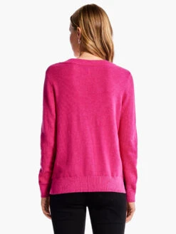 Waffle Stitch V-Neck Sweater SHOCKING PINK -Apparel Sale Shop F231168SKPPRODUCT 03