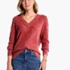 Waffle Stitch V-Neck Sweater SPICE -Apparel Sale Shop F231168SPIPRODUCT 01