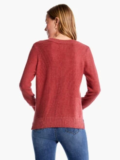 Waffle Stitch V-Neck Sweater SPICE -Apparel Sale Shop F231168SPIPRODUCT 03