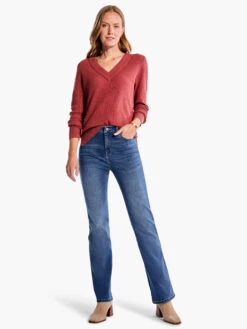 Waffle Stitch V-Neck Sweater SPICE -Apparel Sale Shop F231168SPIPRODUCT 04