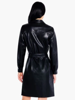 Faux Leather Trench Dress BLACK ONYX -Apparel Sale Shop F231200BLXPRODUCT 03