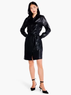 Faux Leather Trench Dress BLACK ONYX -Apparel Sale Shop F231200BLXPRODUCT 04