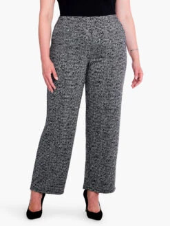29" Etched Tweed Wide Leg Ankle Pant BLACK MULTI