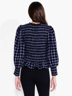 Twilight Plaid Smocked Top BLUE MULTI -Apparel Sale Shop F231644BLTPRODUCT 03