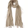 Meg Cohen Full Fringe Alpaca Scarf TAN