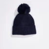 Hat Attack Cashmere Hat With Faux Fur Pom NAVY -Apparel Sale Shop HEHC115 NVY