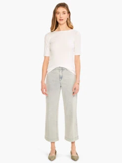 Perfect Knit Rib Elbow Sleeve Boat Neck Tee PAPER WHITE 9 Perfect Knit Rib Elbow Sleeve Boat Neck Tee PAPER WHITE -Apparel Sale Shop M231049PWHPRODUCT 04