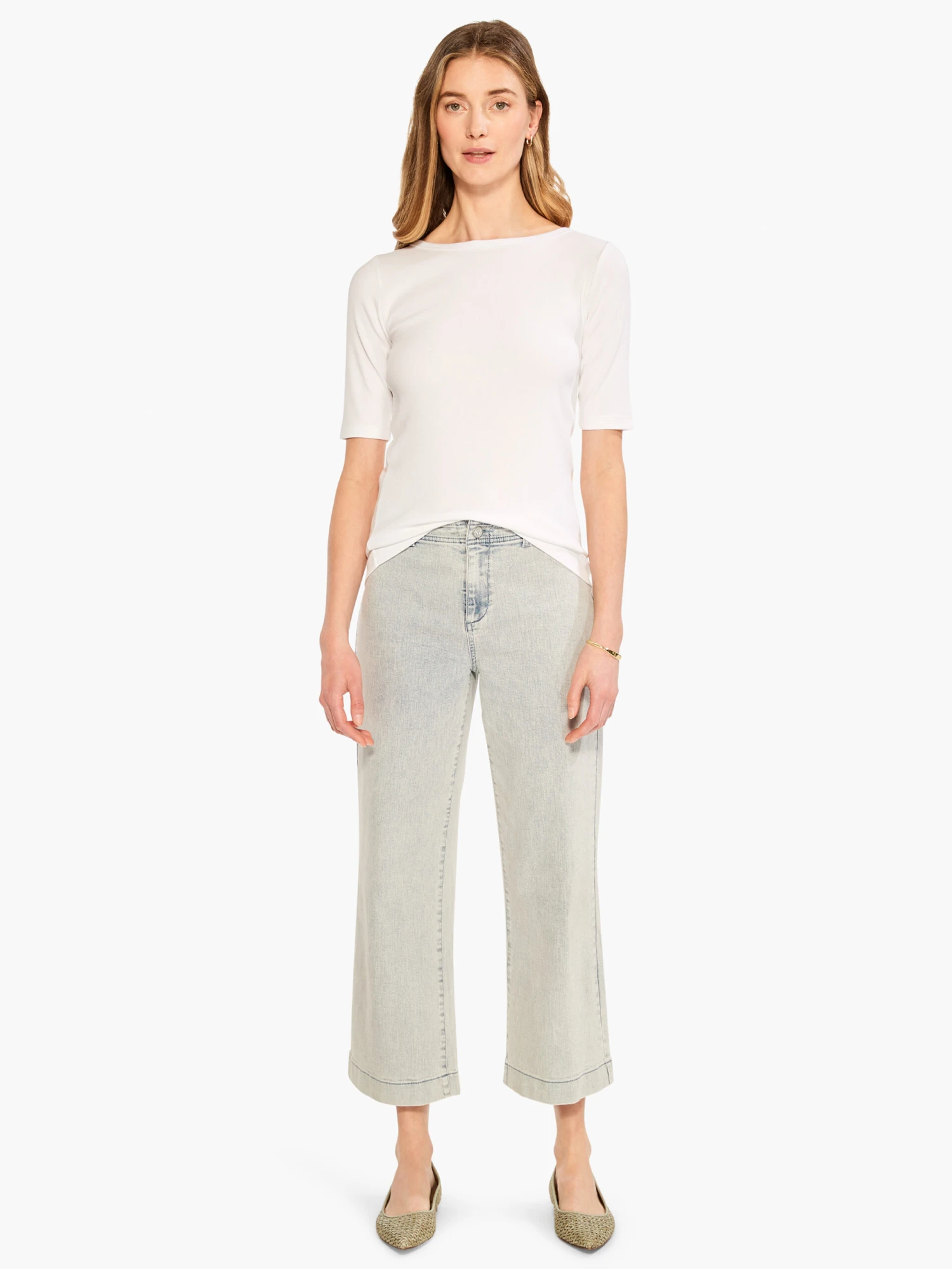 Perfect Knit Rib Elbow Sleeve Boat Neck Tee PAPER WHITE 6 Perfect Knit Rib Elbow Sleeve Boat Neck Tee PAPER WHITE - Image 4