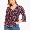 Stamped Petals Top INDIGO MULTI -Apparel Sale Shop M231076WIMIPRODUCT 01