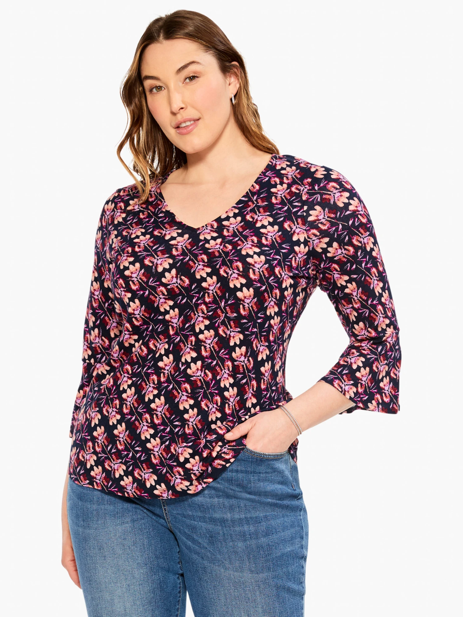 Stamped Petals Top INDIGO MULTI 3 Stamped Petals Top INDIGO MULTI