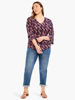 Stamped Petals Top INDIGO MULTI 9 Stamped Petals Top INDIGO MULTI -Apparel Sale Shop M231076WIMIPRODUCT 04