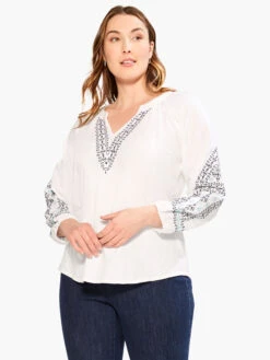 Embroidered Solstice Top WHITE MULTI