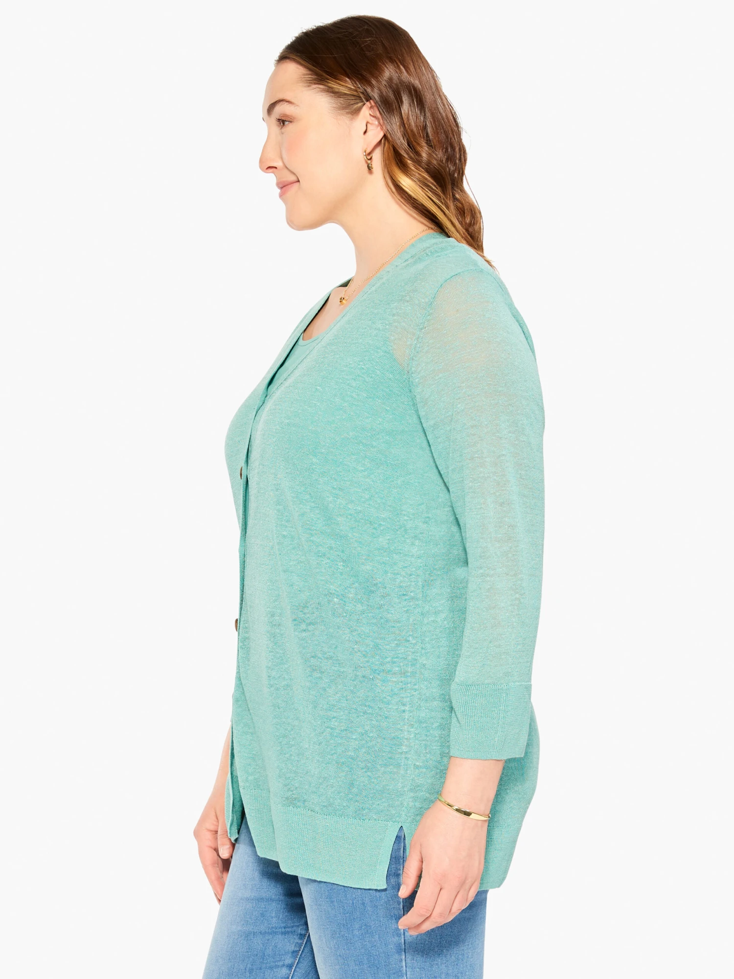 Featherweight Button Cardigan HAZY AQUA 4 Featherweight Button Cardigan HAZY AQUA - Image 2