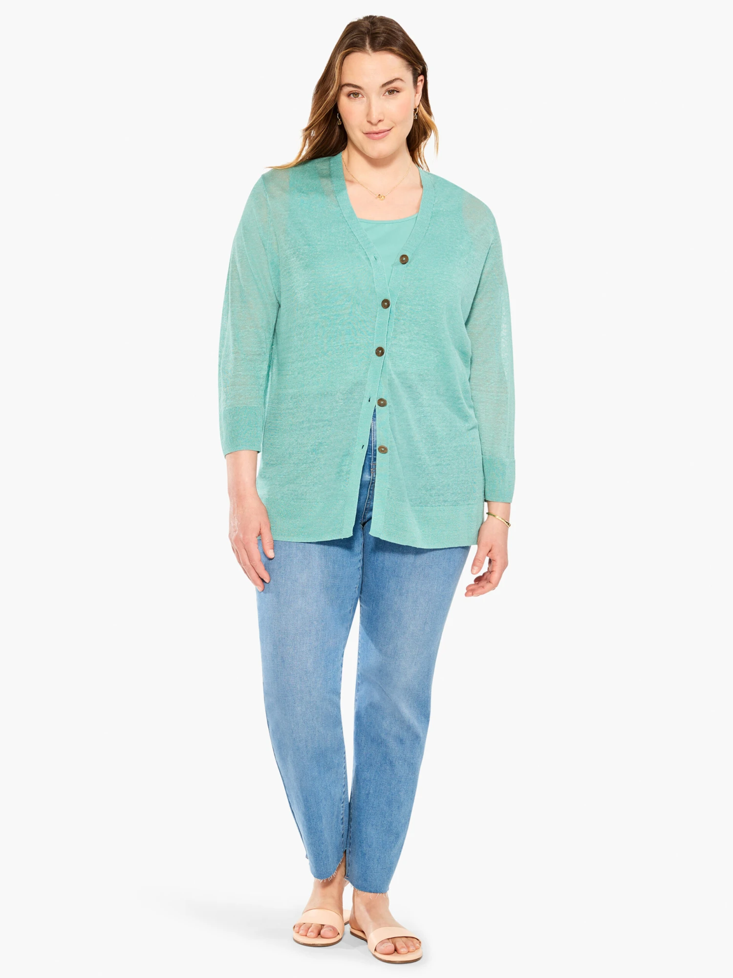 Featherweight Button Cardigan HAZY AQUA 6 Featherweight Button Cardigan HAZY AQUA - Image 4
