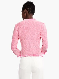 Zig Zag Fringe Mix Knit Jacket SHOCKING PINK -Apparel Sale Shop M231110SKPPRODUCT 03