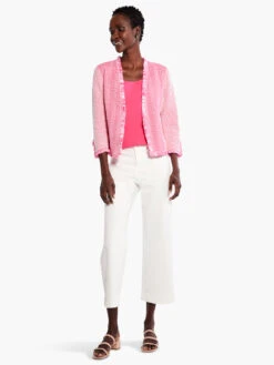 Zig Zag Fringe Mix Knit Jacket SHOCKING PINK -Apparel Sale Shop M231110SKPPRODUCT 04