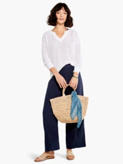 Summer Split Neck Sweater PAPER WHITE -Apparel Sale Shop M231115PWHPRODUCT 04